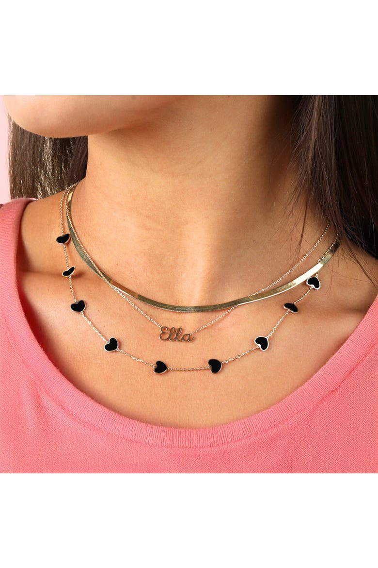 Onyx Heart Station Necklace, Alternate, color, Onyx