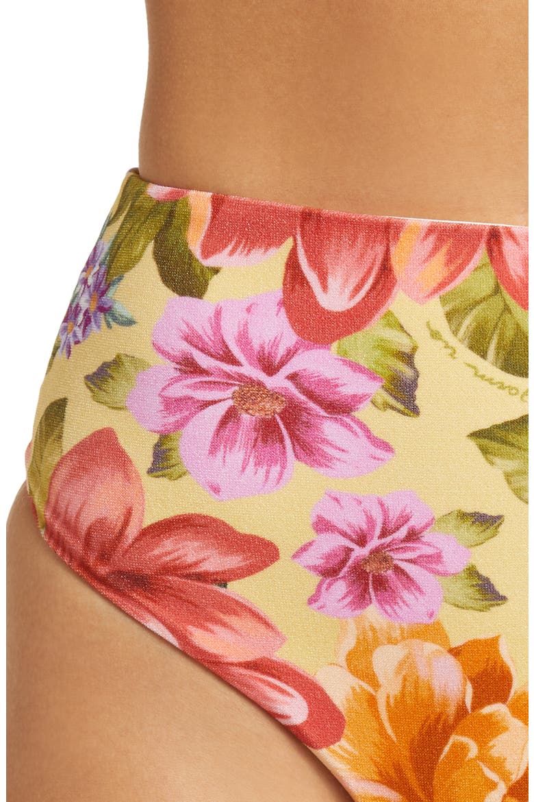 Lia Floral High Waist Bikini Bottoms, Alternate, color, LIA YELLOW