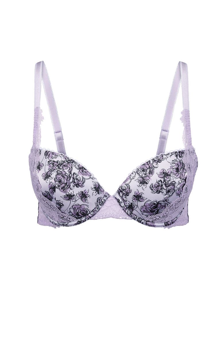 Rochelle Push Up Demi Bra, Alternate, color, Floral purple