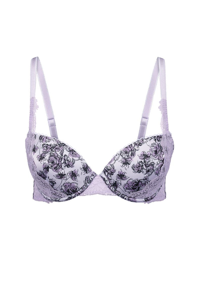 Adore Me Rochelle Push Up Demi Bra, Alternate, color, Floral Purple