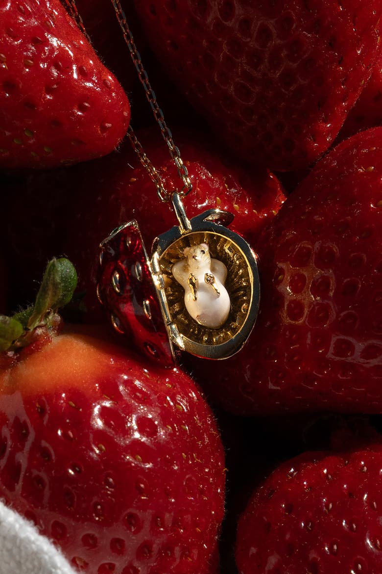 Strawberry & Mouse Locket, Alternate, color, Strawberry & Mouse