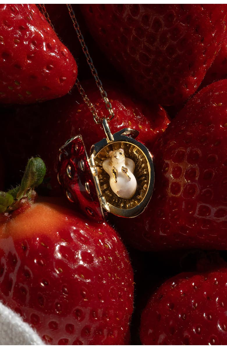 Bill Skinner Studio Strawberry & Mouse Locket, Alternate, color, Strawberry & Mouse