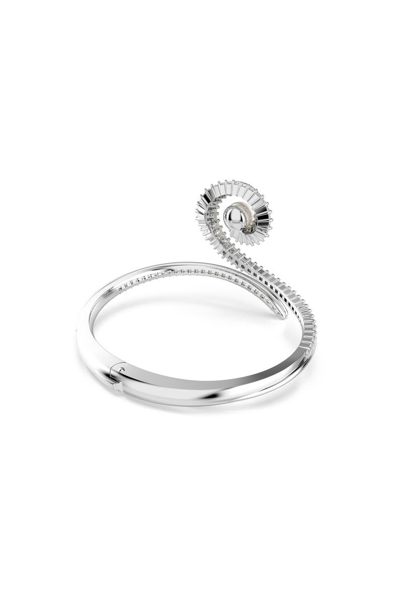 x Ariana Grande Treble Clef Crystal & Faux Pearl Bangle Bracelet, Alternate, color, WHITE/ SILVER