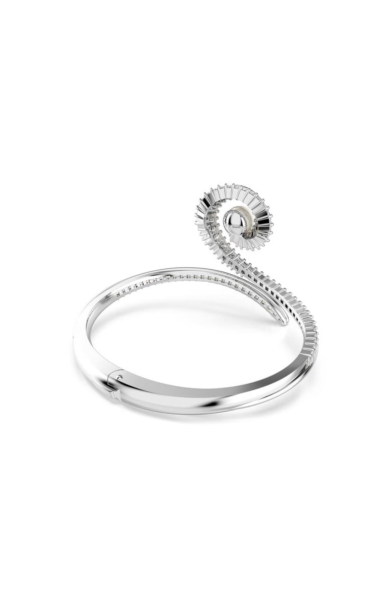 Swarovski x Ariana Grande Treble Clef Crystal & Faux Pearl Bangle Bracelet, Alternate, color, White/ Silver