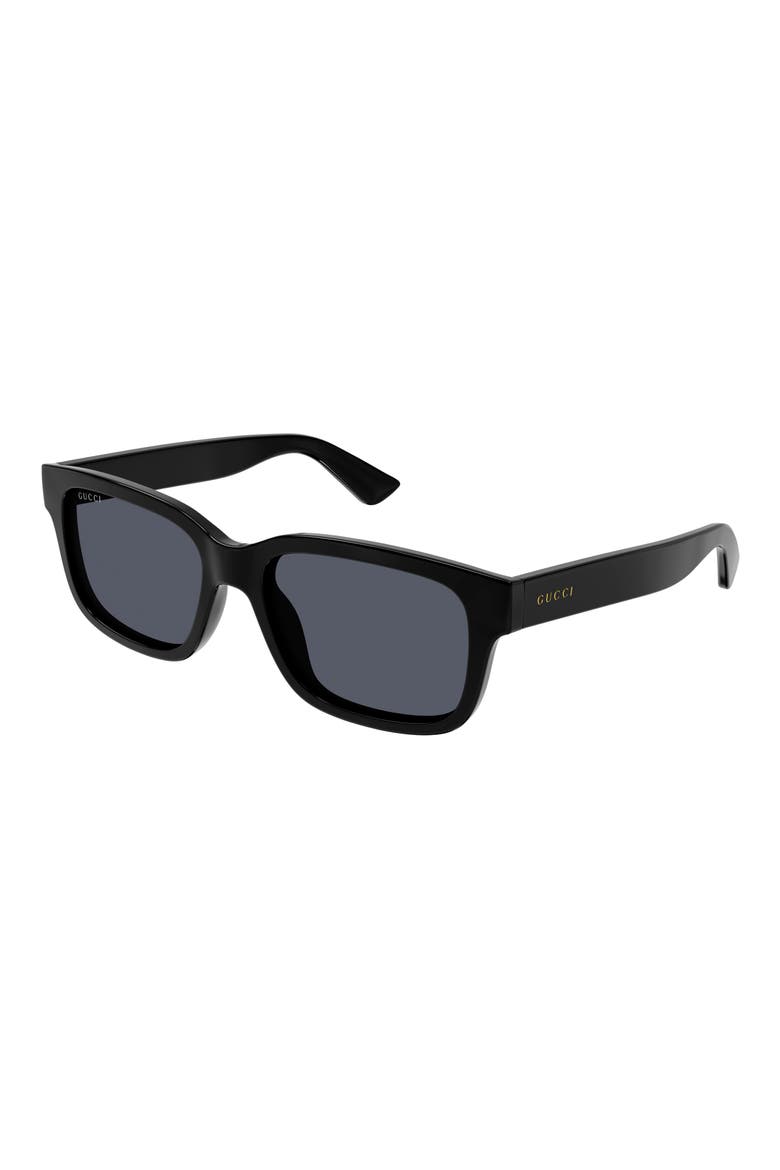 56mm Rectangular Sunglasses, Alternate, color, BLACK