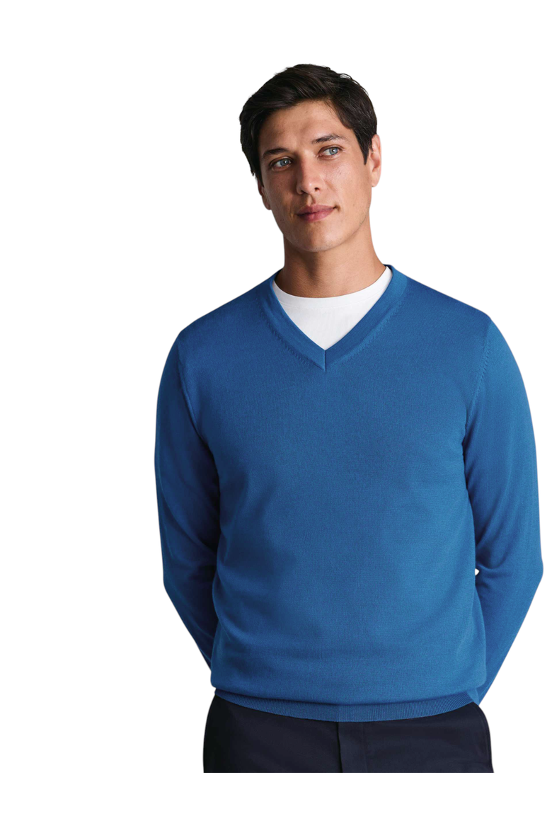 Merino V-Neck Sweater, Main, color, Ocean Blue