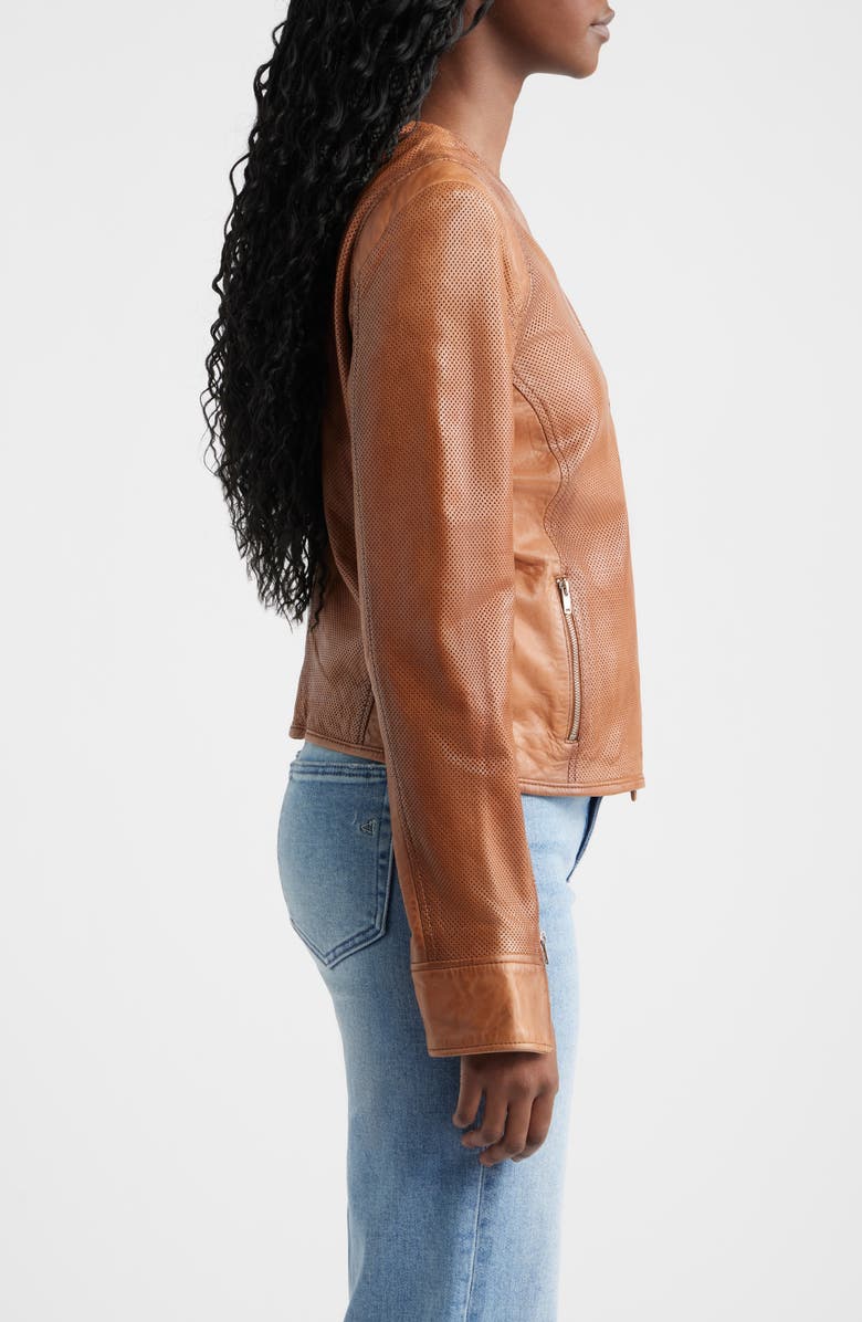 MAURITIUS Athena Perforated Leather Jacket, Alternate, color,