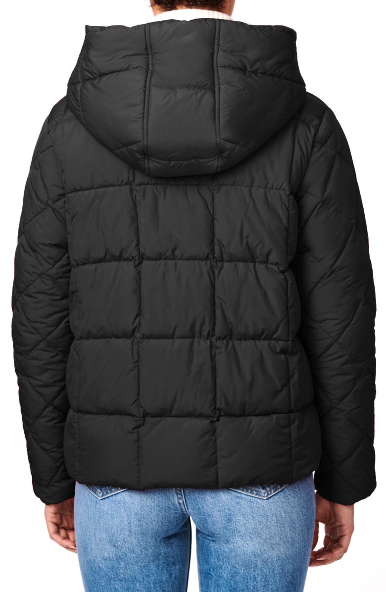 Bernardo Hooded Recycled Polyester Puffer Jacket, Alternate, color, Black