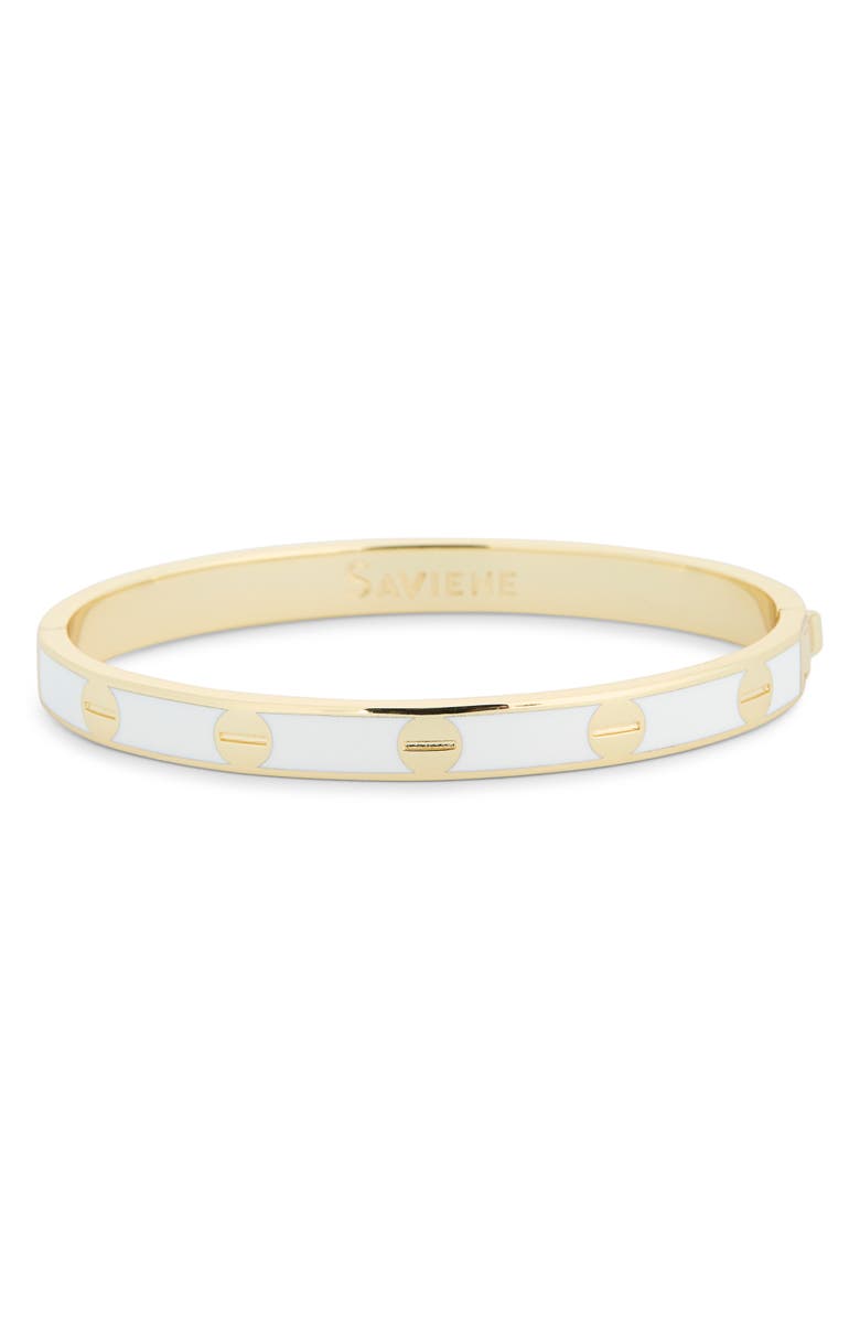 Covet White Enamel Screw Bangle Bracelet, Main, color,