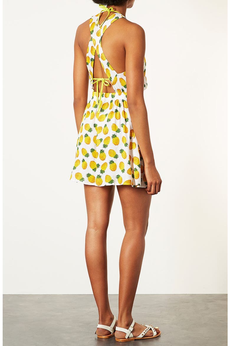 Pineapple Print Sundress, Alternate, color, WHITE/ YELLOW