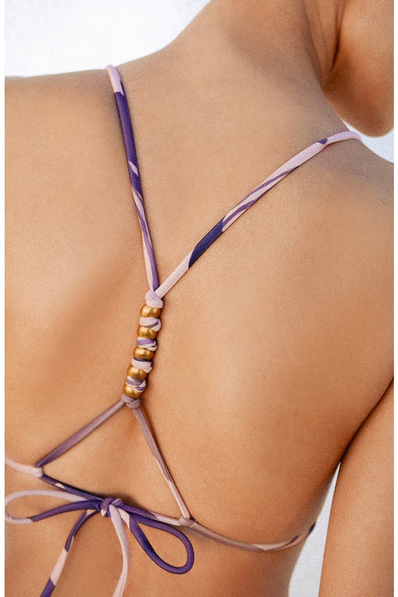 Paige Beaded T-Back Bikini Top, Alternate, color, PINK MULTI