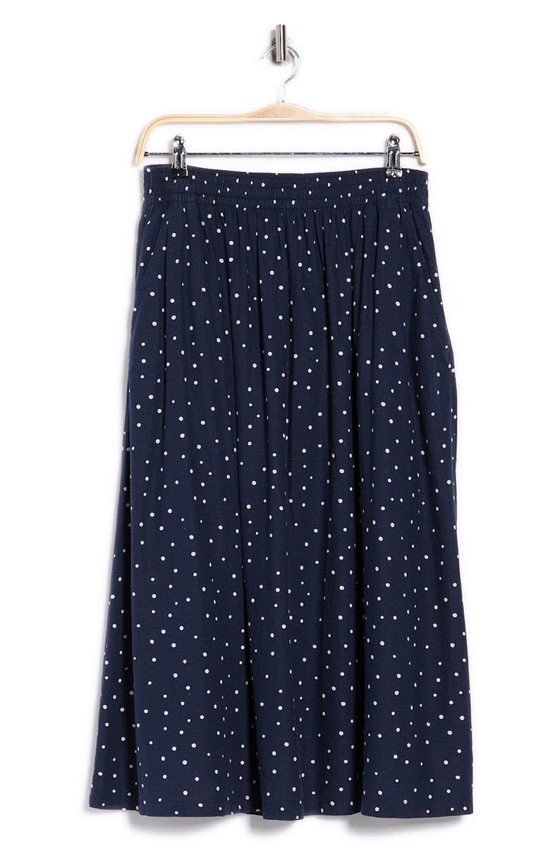 Caslon<sup>®</sup> Linen Blend Pull-On Skirt, Alternate, color, Navy Still- White Cabana Dot