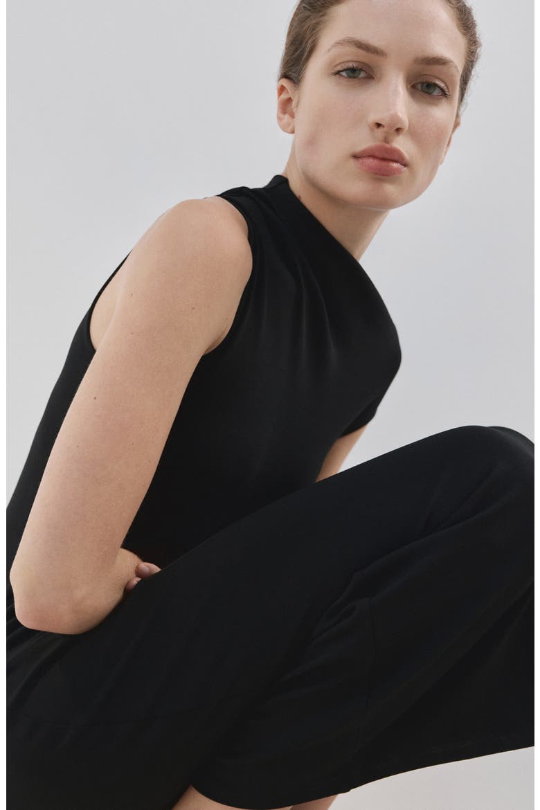 Asymmetric Midi Sheath Dress, Alternate, color, BLACK