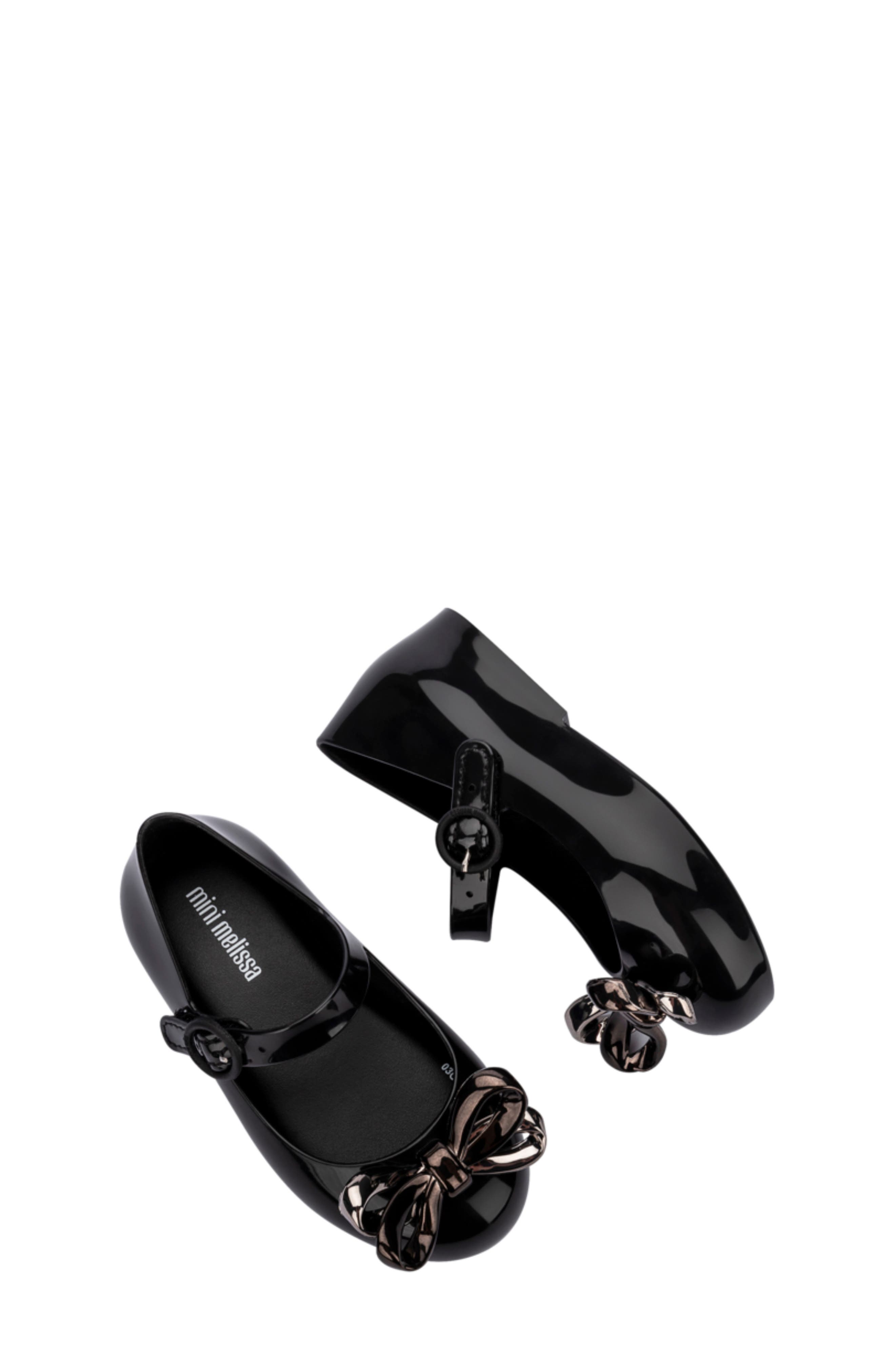 Mini Melissa Kids' Sweet Love Glam Mary Jane Flat, Alternate, color, Black