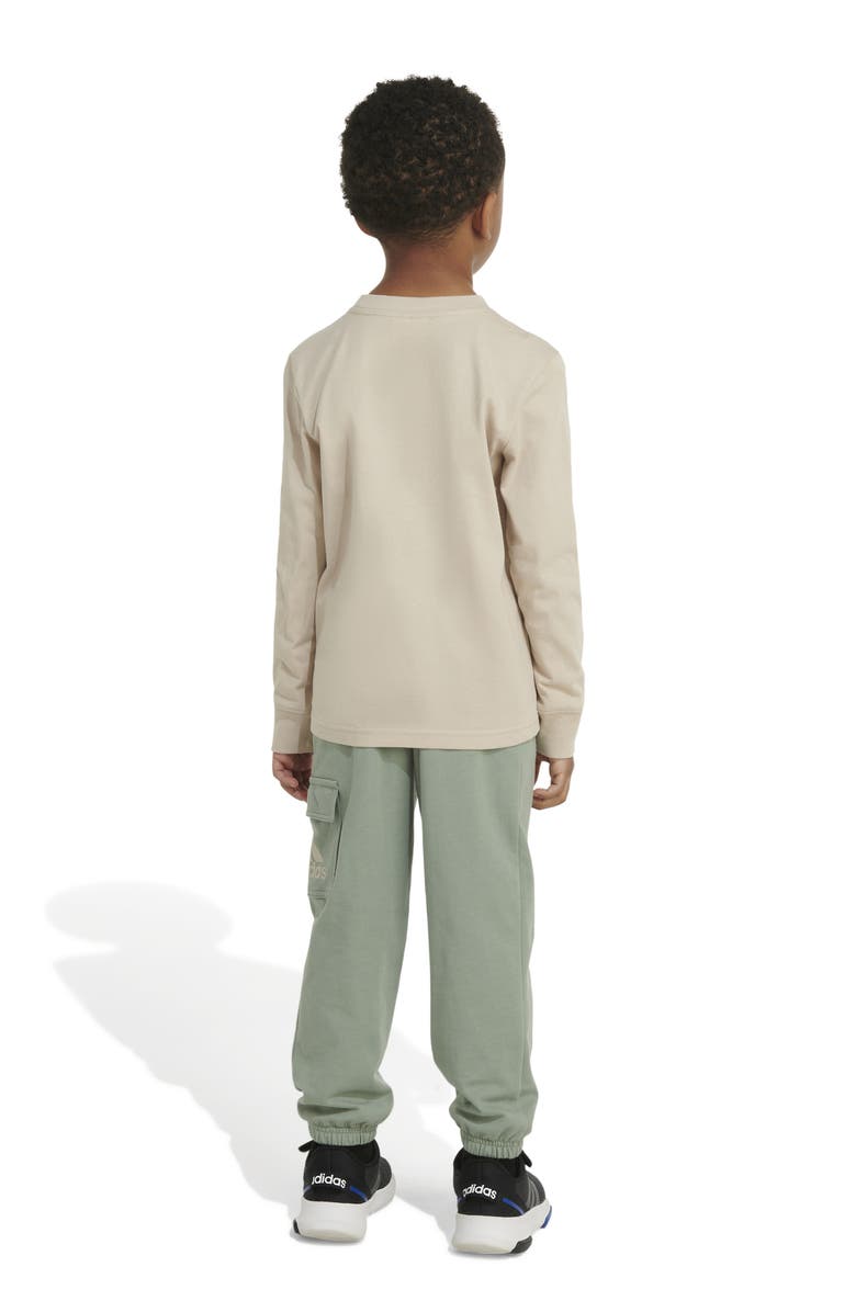 adidas Kids' Long Sleeve Cotton Graphic T-Shirt & Cargo Joggers Set, Alternate, color, 