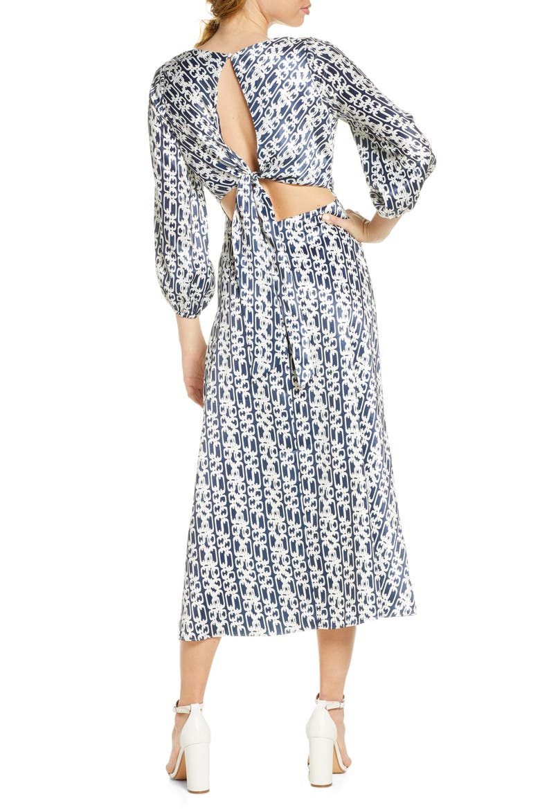 New Horizons Satin Midi Dress, Alternate, color, PRINT