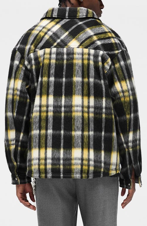 Represent Textured Overshirt With Classic Collar And Button-down Front In Black