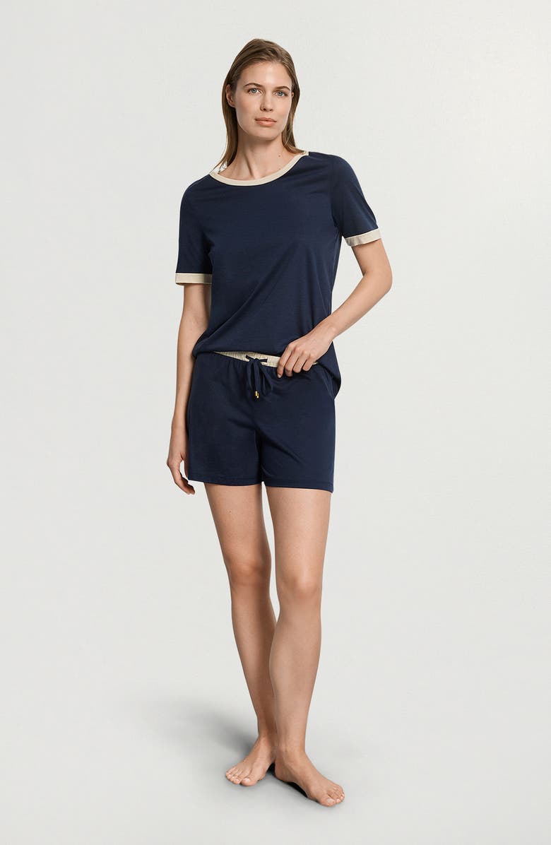 Hanro Laura Short Sleeve Cotton & Modal Pajamas, Alternate, color, Deep Navy
