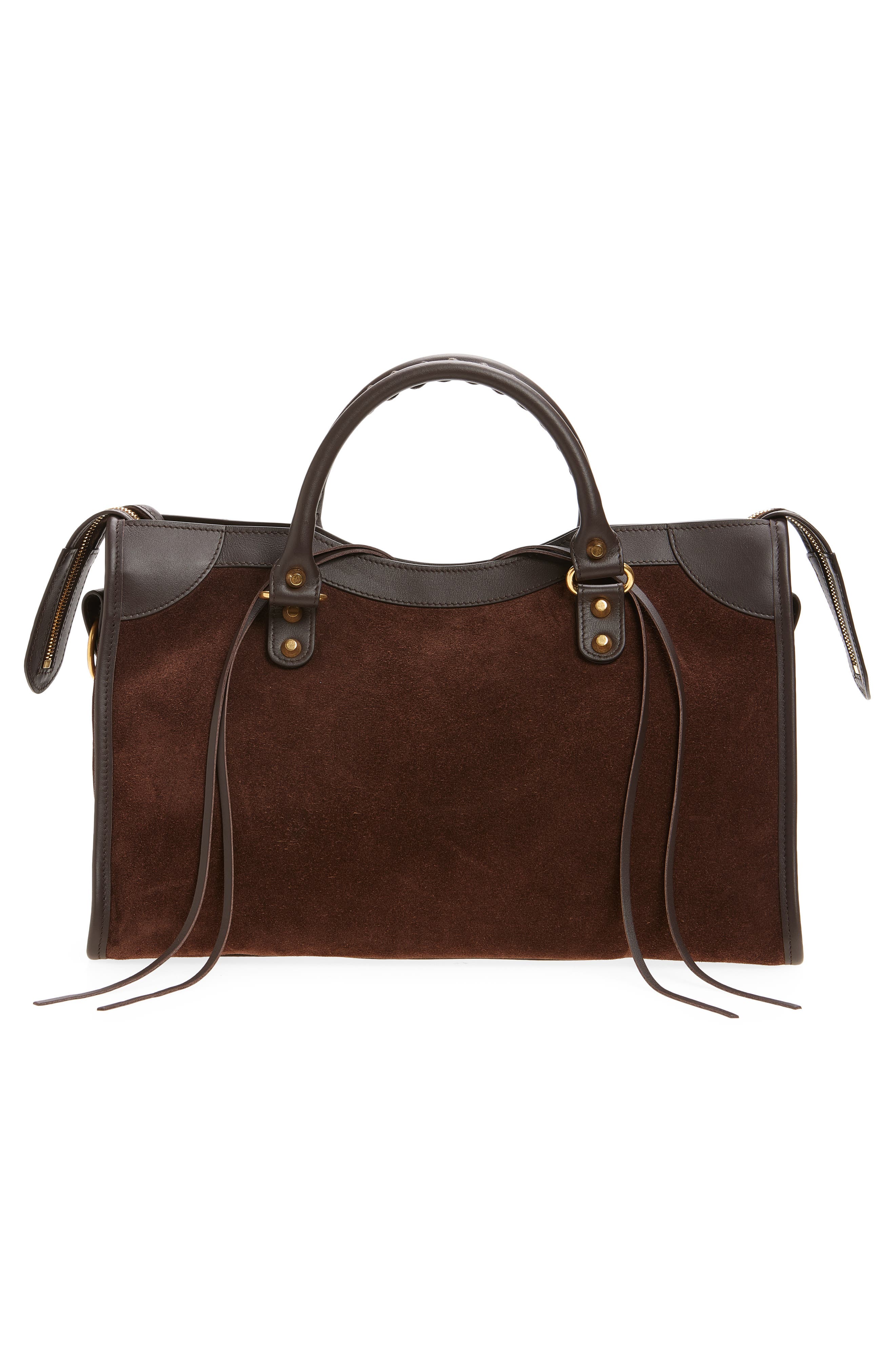 Medium Le City Suede Satchel, Alternate, color, 2356 MOKA