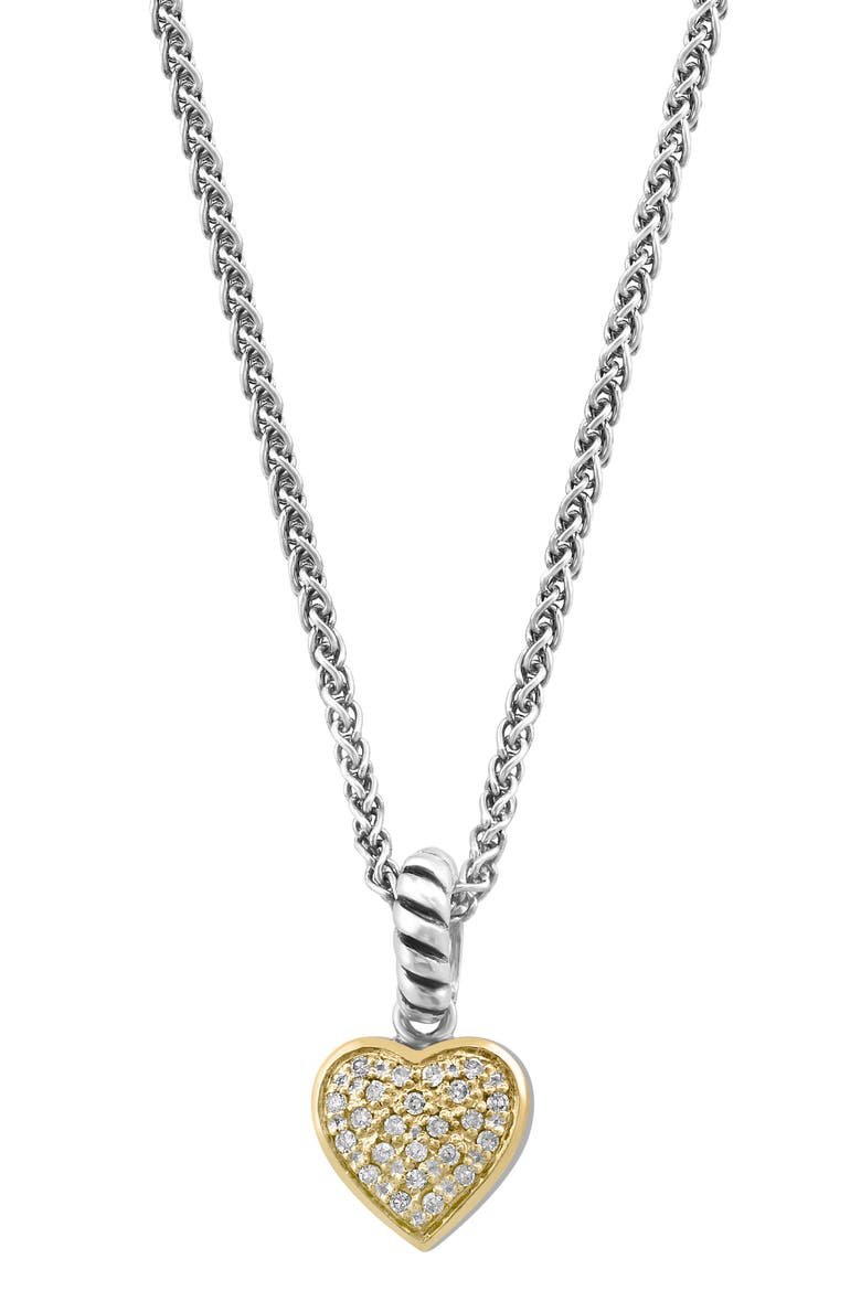 Sterling Silver & 14K Gold Diamond Embellished Heart Pendant Necklace - 0.08ct, Alternate, color, SILVER/ GOLD