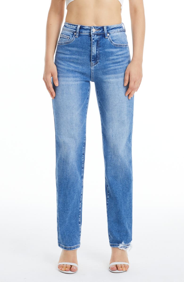 Bayeas High Waist Tapered Straight Leg Jeans, Main, color, 