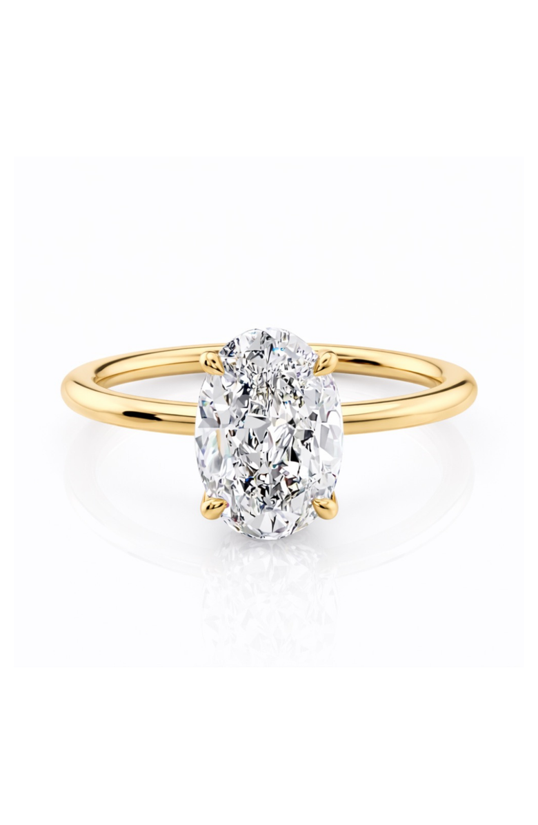 DLORIA Elena Oval Moissanite Solitaire Vermeil Ring, Main, color, Gold