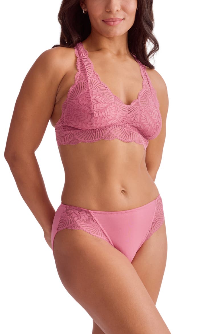 Belle Epoque Racerback Lace & Microfiber Bralette, Alternate, color, LIPSTICK