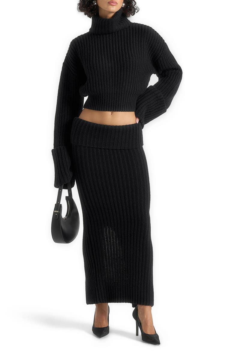 Manière De Voir Amaya Roll Neck Knit Jumper With Cuffs, Alternate, color, Black