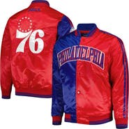 STARTER Men's Starter Royal/Red Philadelphia 76ers Fast Break Satin Full-Snap Jacket