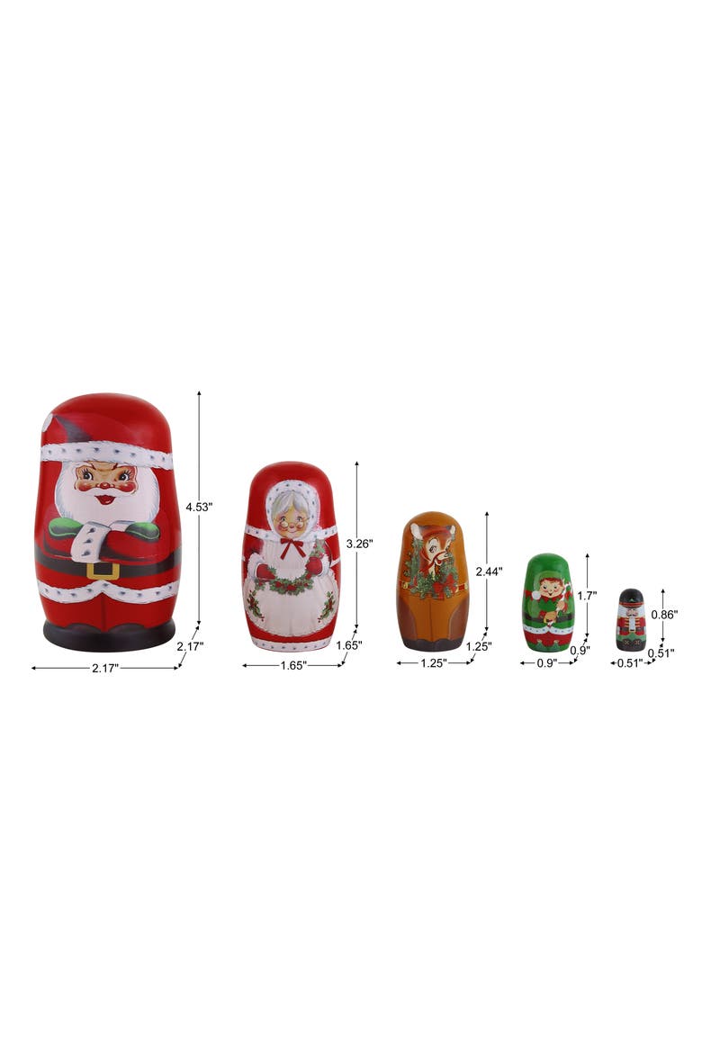Set of 5 Nesting Wood Figures, Alternate, color, Santa - Multicolor