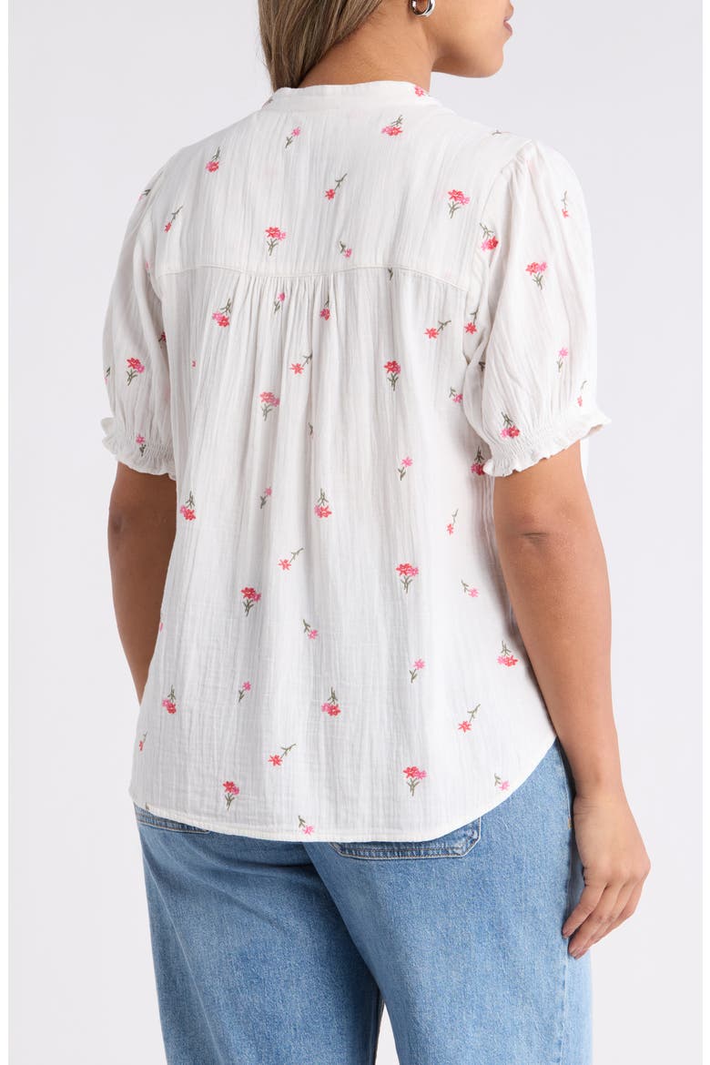 Embroidered Popover Top, Alternate, color, IVORY- PINK TOSSED BLOSSOMS
