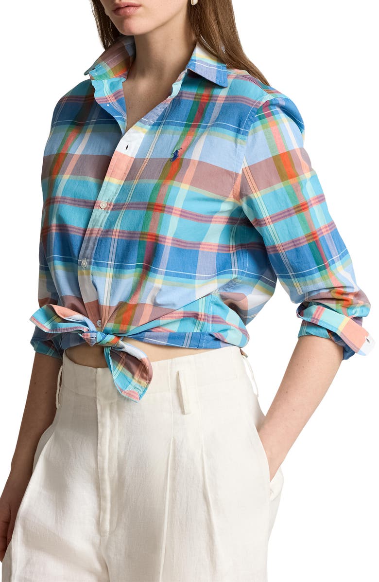 Polo Ralph Lauren Plaid Cotton Button-Up Shirt, Main, color, 