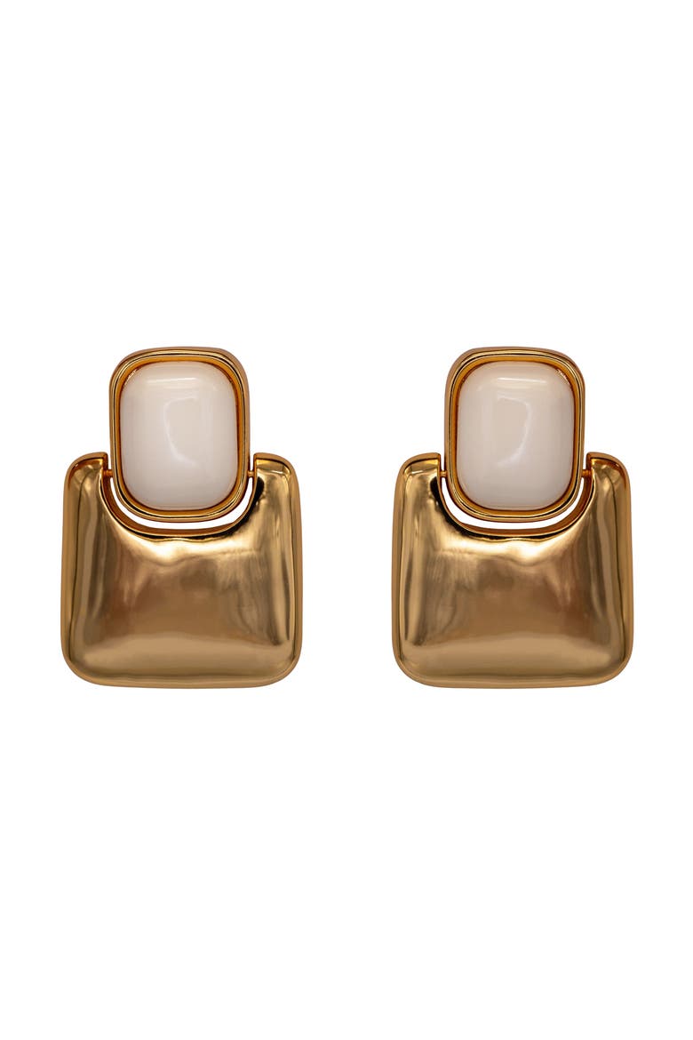 Block Earring, Main, color, Gold/Cream