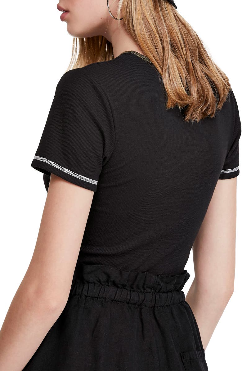 BDG Urban Outfitters Contrast Stitch Ribbed Baby Tee, Alternate, color, 