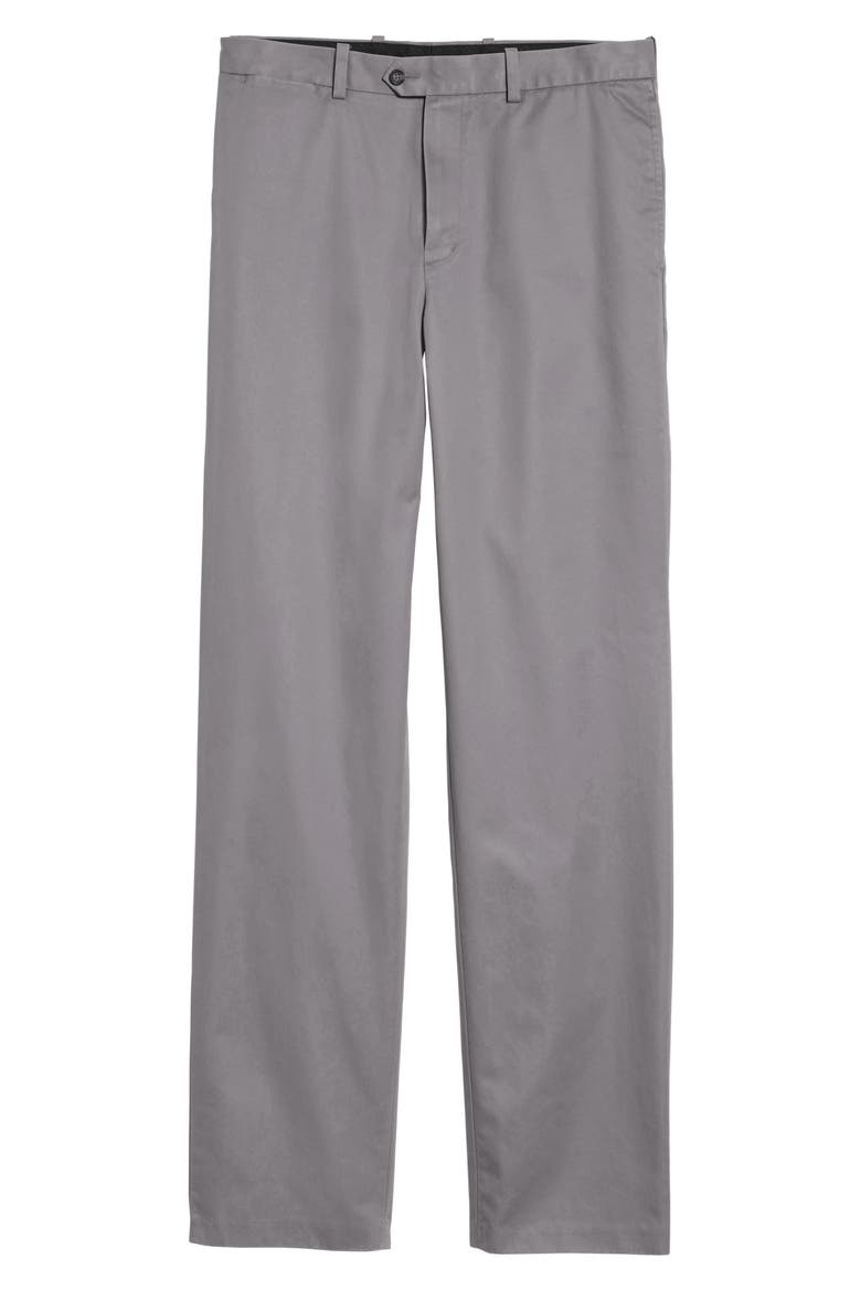Men's Shop Smartcare™ Classic Supima® Cotton Flat Front Trousers, Alternate, color, GREY SHADE