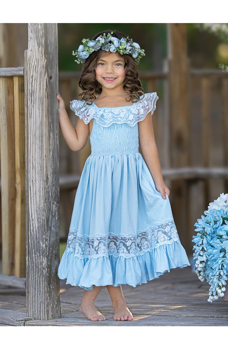 Mia Belle Girls Girls Baby Blue Spring Chic Lace Maxi Dress, Alternate, color, Blue