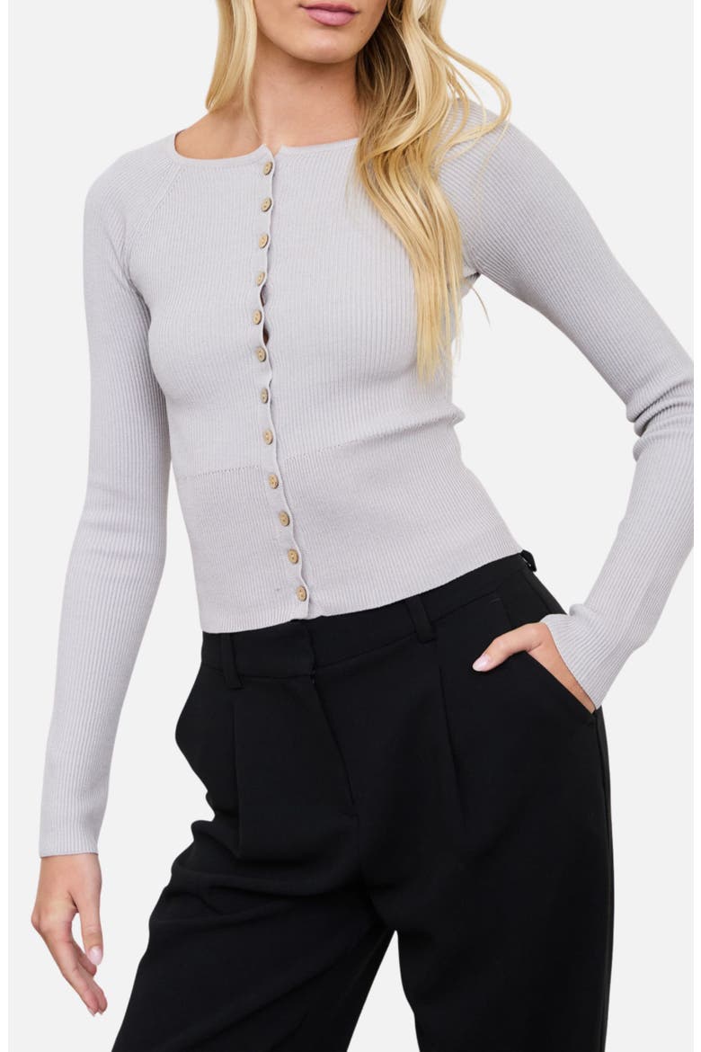 Ribbed Cardigan, Main, color, LIGHT GREY