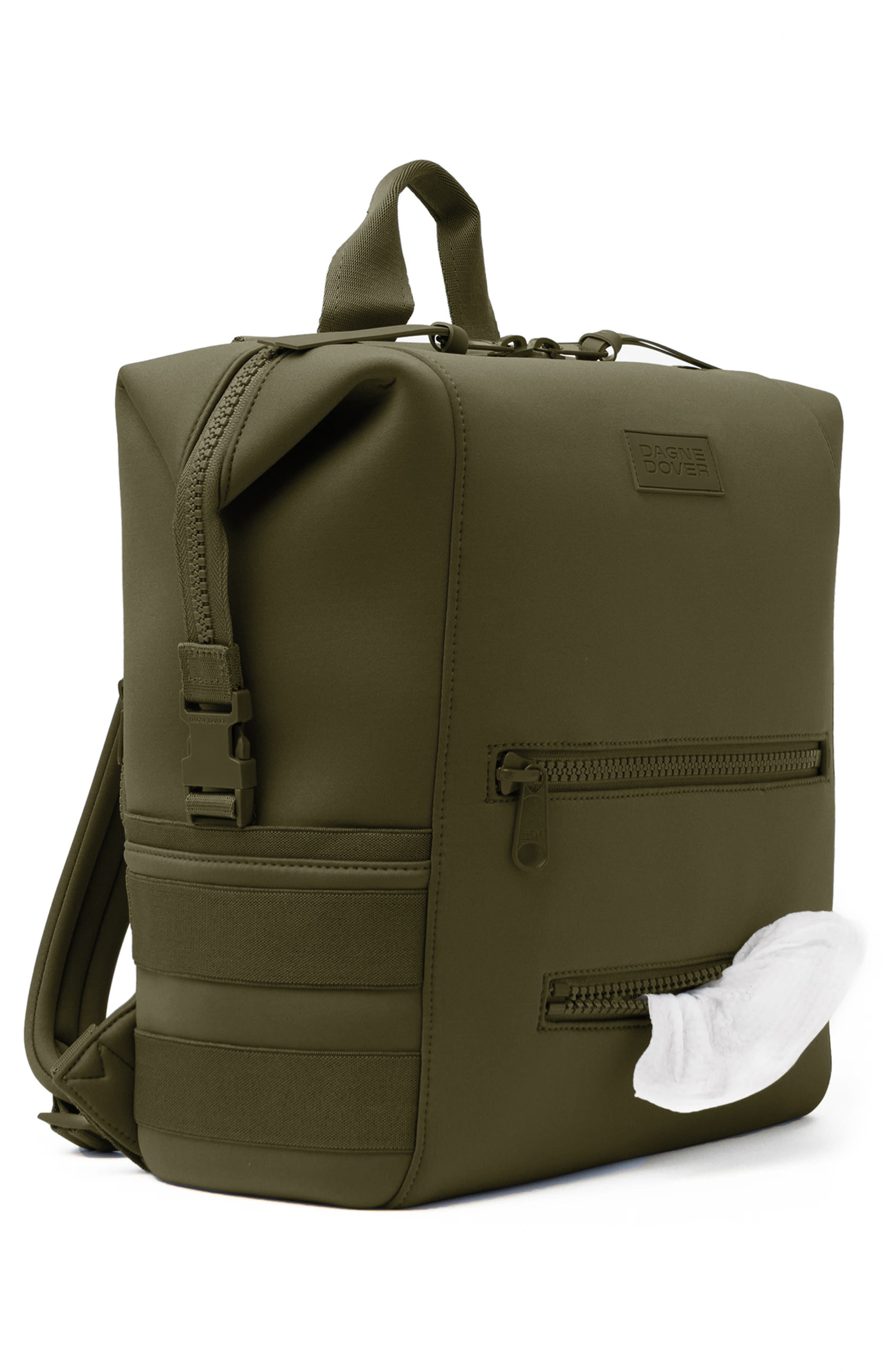 Dagne Dover Indi Large Water Resistant Scuba Knit Diaper Backpack, Alternate, color, Dark Moss