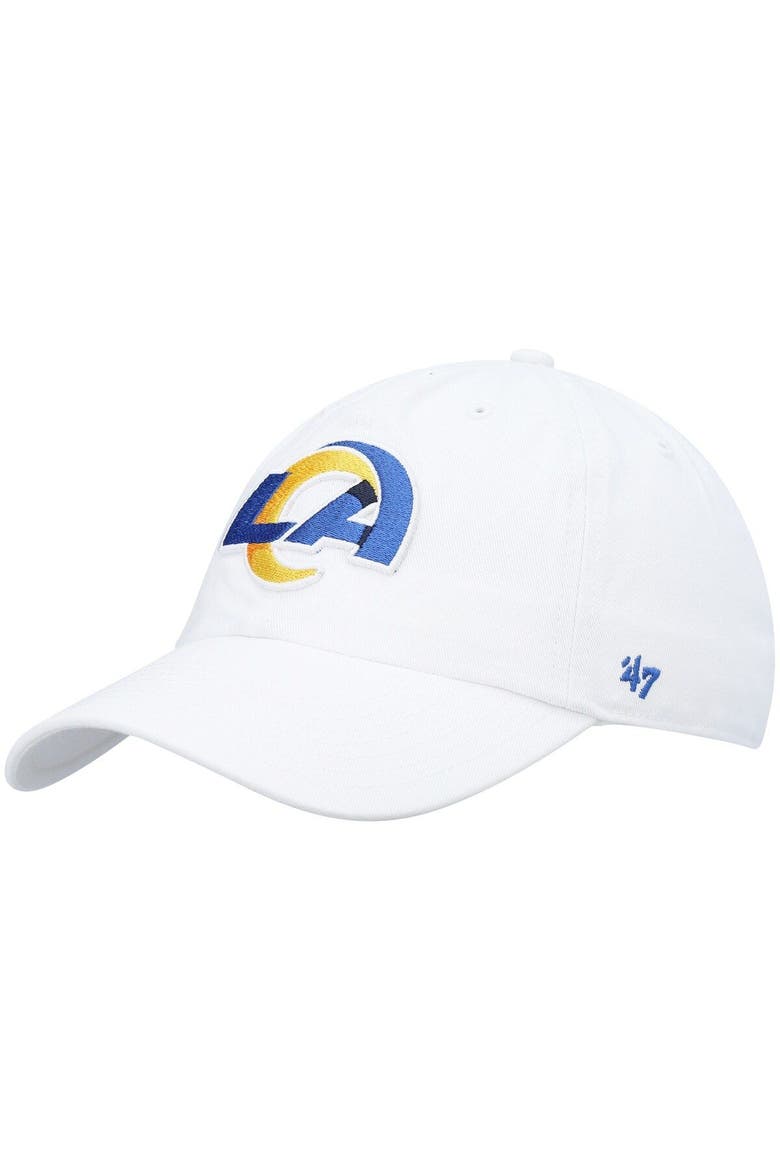 Men's '47 White Los Angeles Rams Logo Clean Up Adjustable Hat, Main, color, White