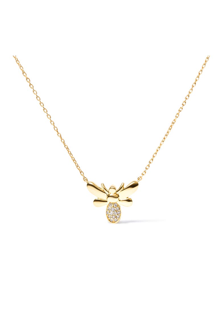 10K Yellow Gold Diamond Accented Bumble Bee Pendant Inch Necklace, Main, color, Yellow