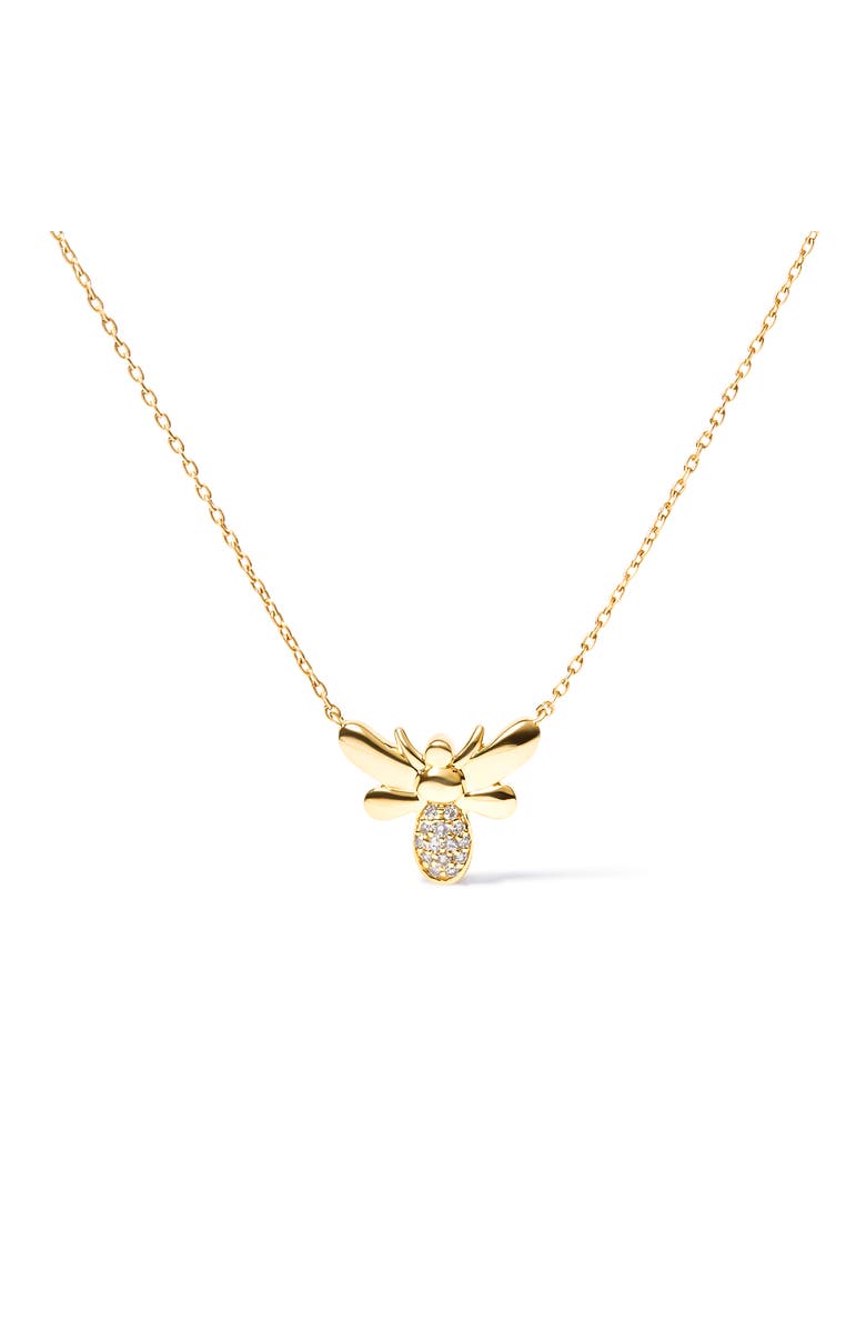 Haus of Brilliance 10K Yellow Gold Diamond Accented Bumble Bee Pendant Inch Necklace, Main, color, Yellow