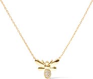 Haus of Brilliance 10K Yellow Gold Diamond Accented Bumble Bee Pendant Inch Necklace