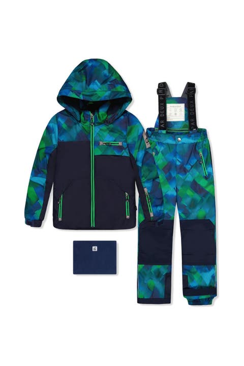 Play Checkered Jacket & Reinforced Pants Two Piece Snowsuit