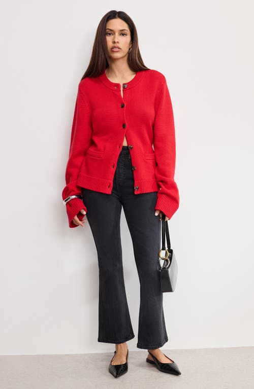 Good American Button Front Knit Cardigan Chili001 In Red