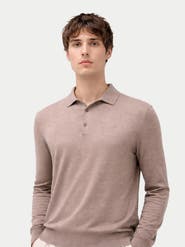 Gobi Cashmere Men Classic Polo Shirt with Long Sleeve