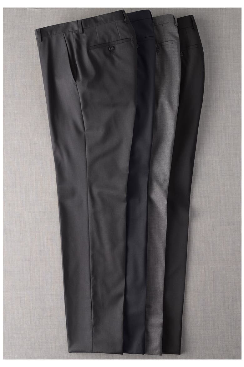 'Sharp' Slim Fit Flat Front Wool Trousers, Alternate, color, GREY
