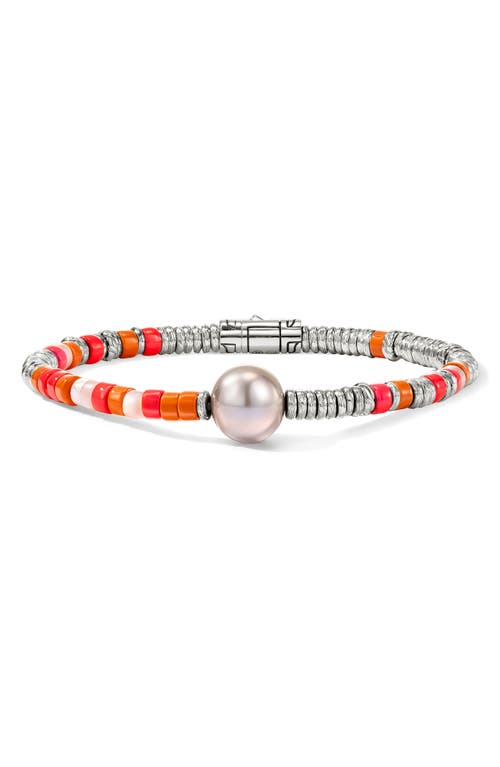 Shop John Hardy Heishi Freshwater Pearl & Bead Silver Bracelet In Silver/pink