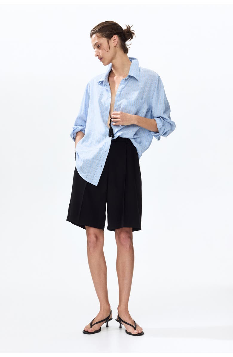 H&M Linen-blend Shirt, Alternate, color, Light Blue/Striped