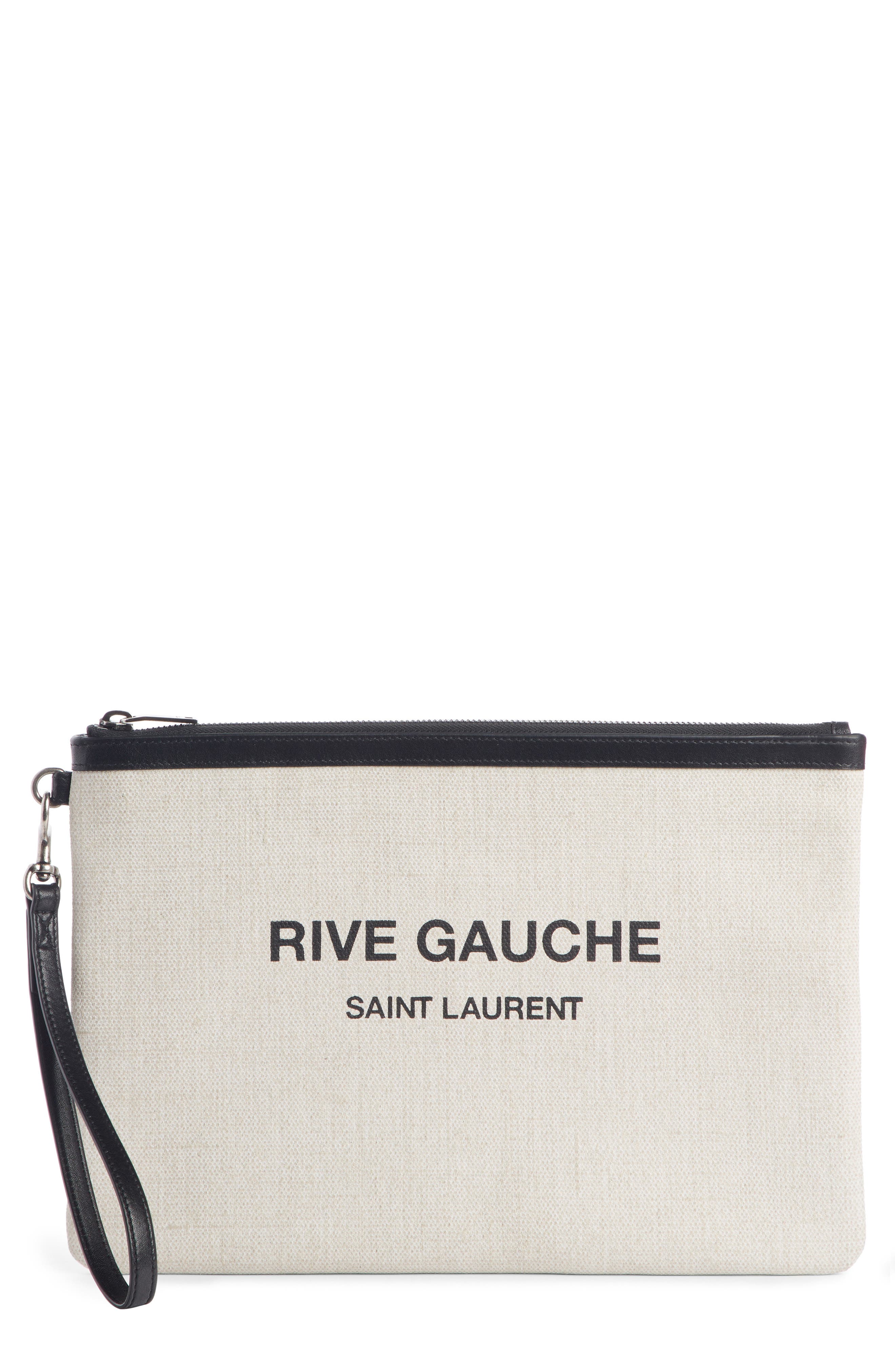 Saint Laurent Rive Gauche Canvas Pouch, Main, color, 