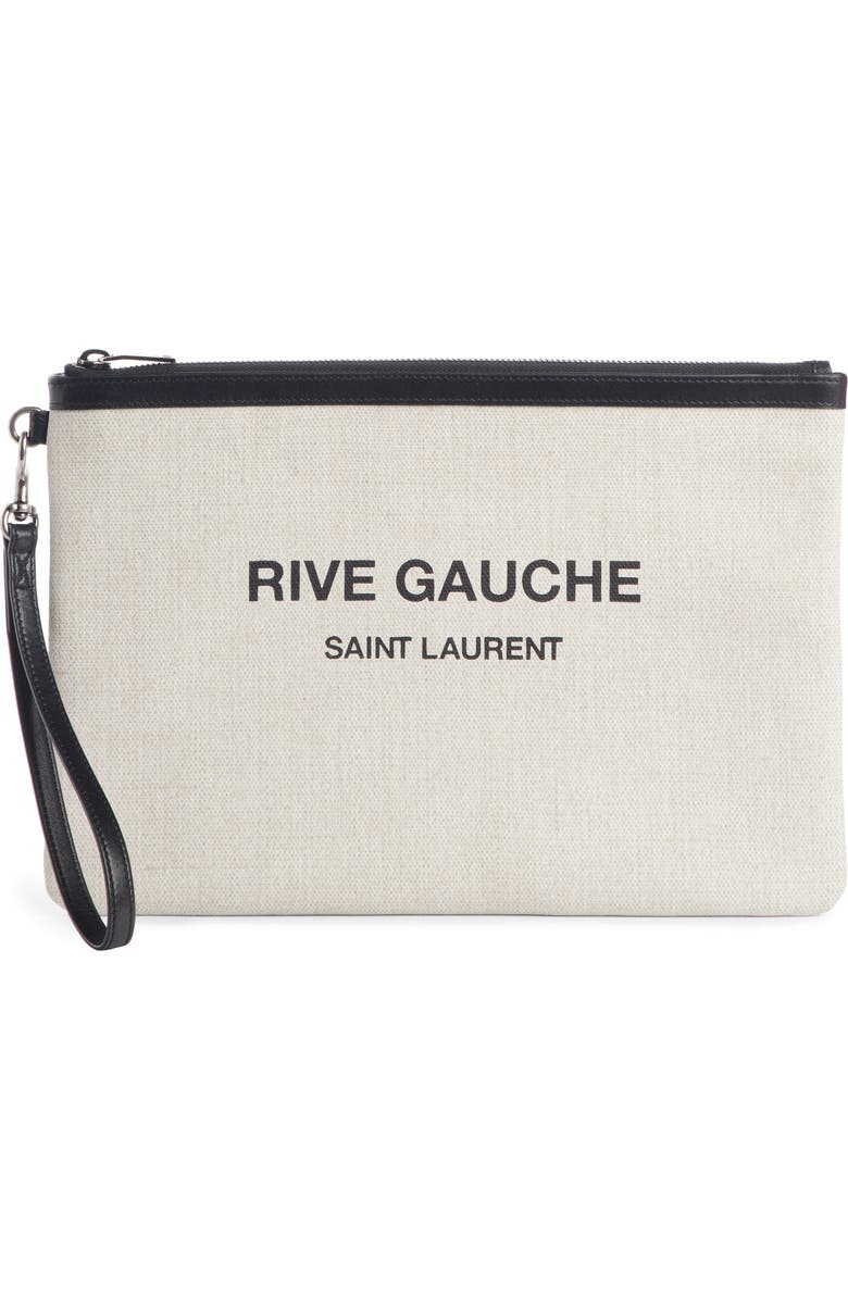 Saint Laurent Rive Gauche Canvas Pouch, Main, color,